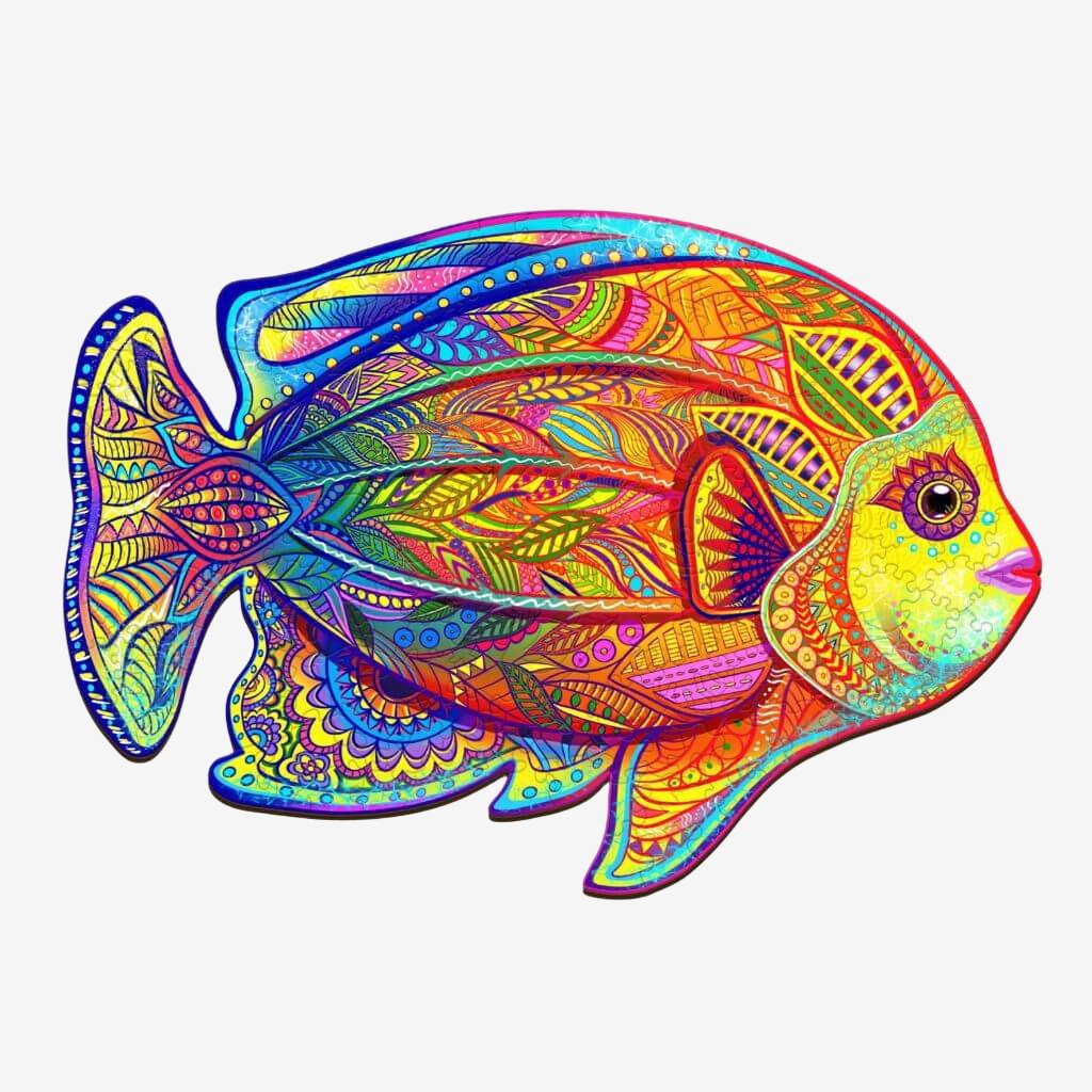 Fish puzzle on white background