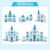 Five blue princess magnetic tiles castles