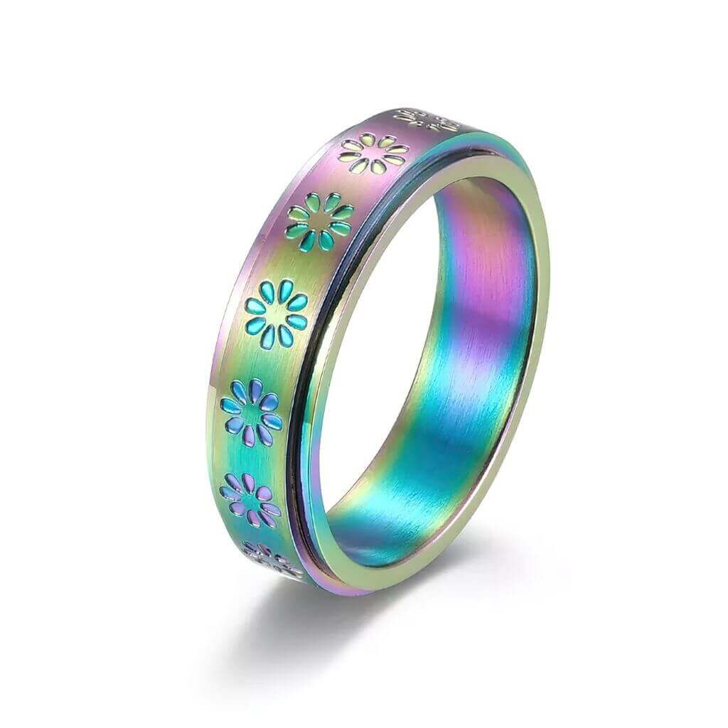 Flower ring rainbow on white background