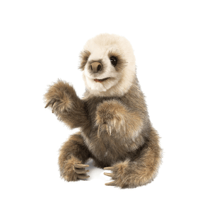 Folkmanis baby sloth hand puppet on white background