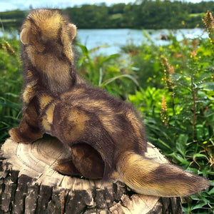 Folkmanis ferret hand puppet on a stump back view