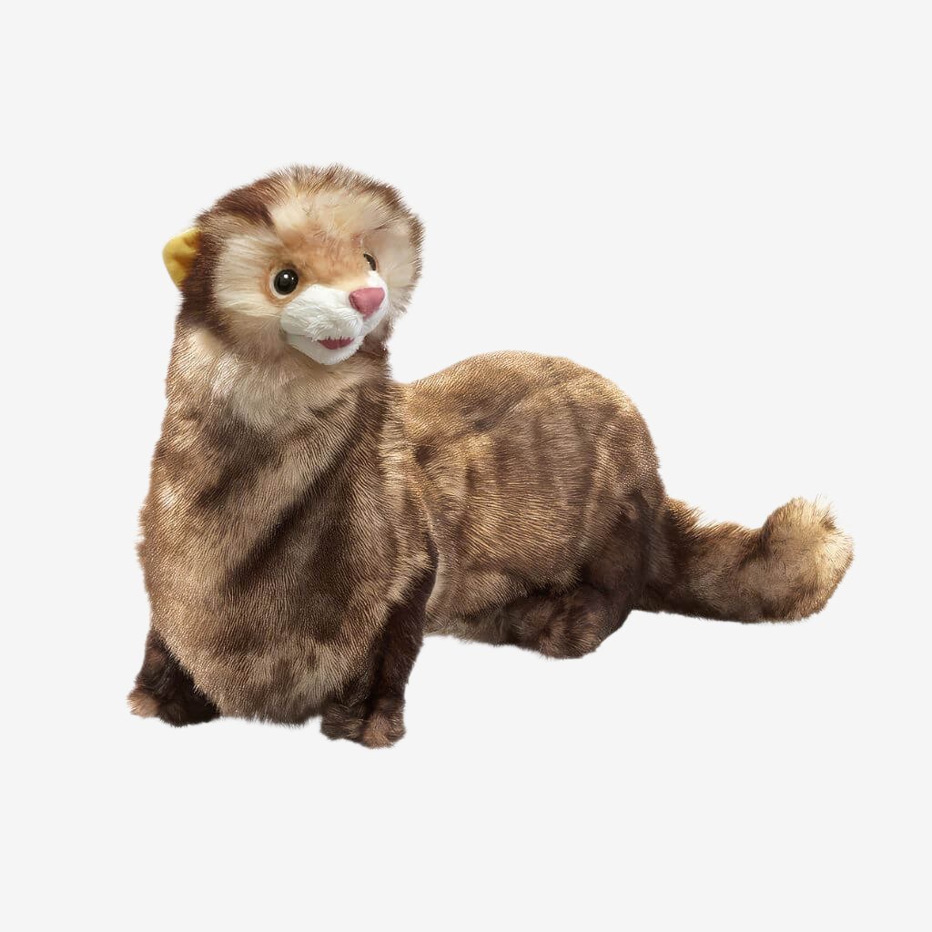 Folkmanis ferret hand puppet on white background