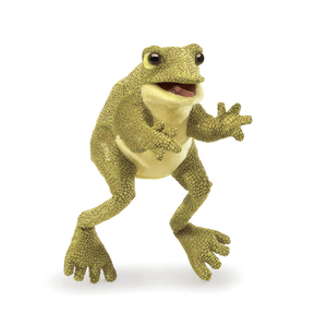 Folkmanis funny frog hand puppet on white background