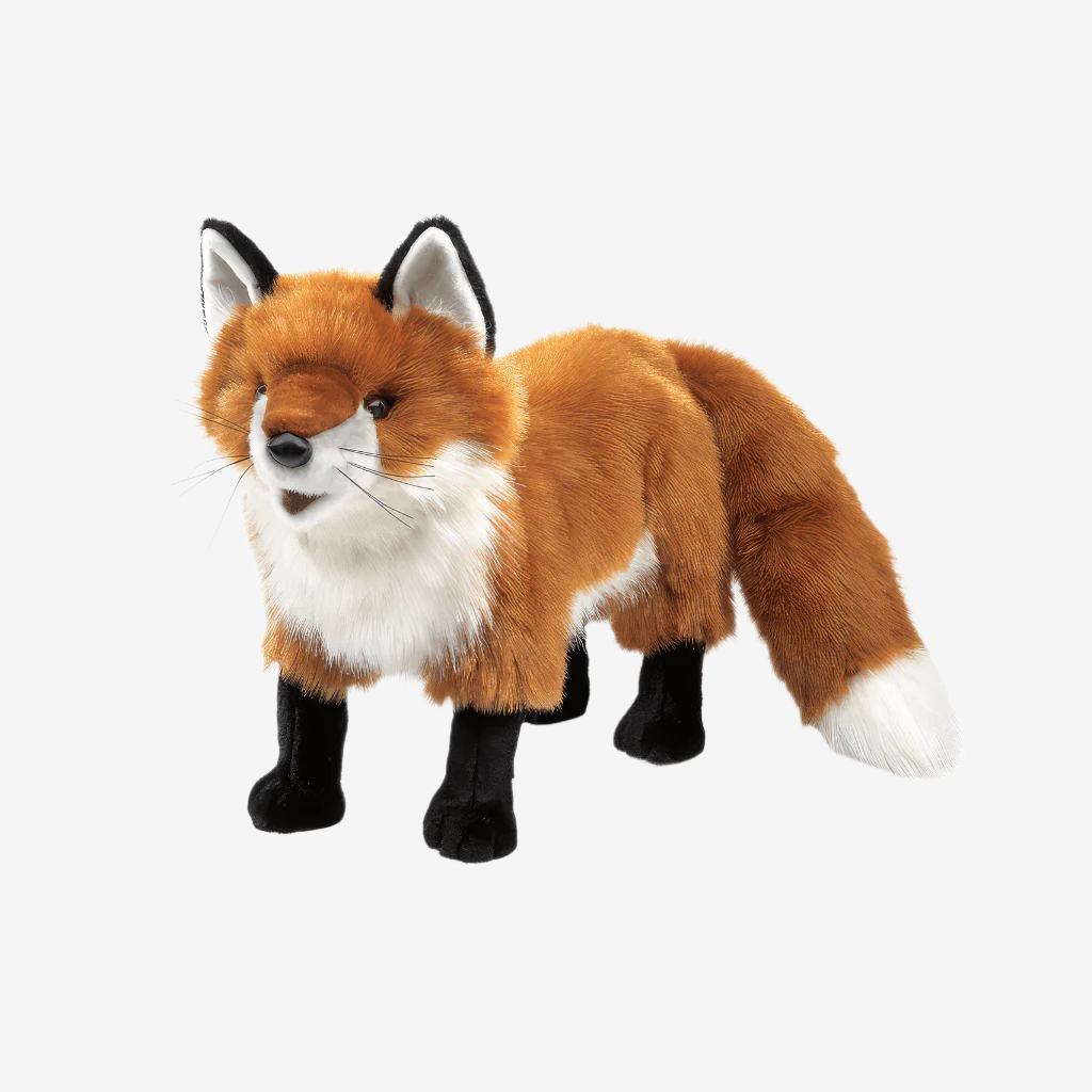 Folkmanis red fox hand puppet on white background