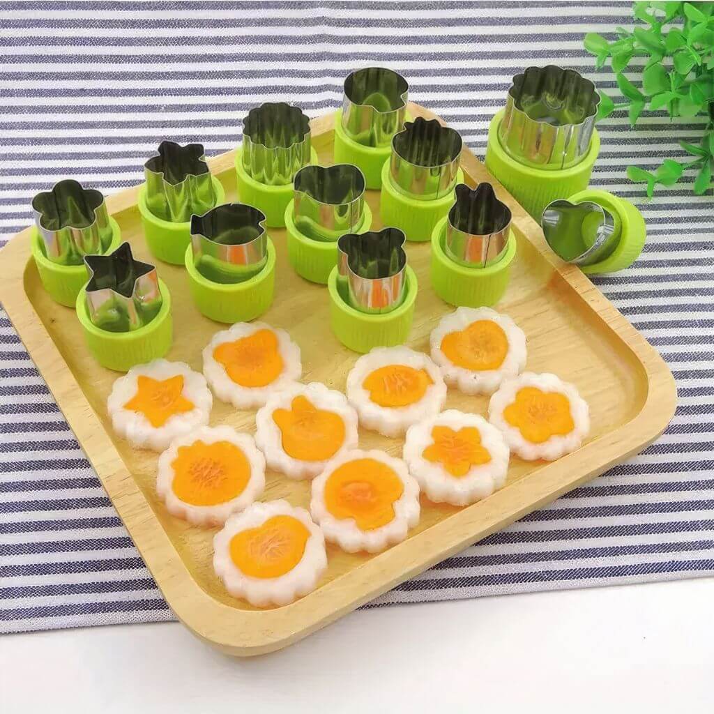 Food cutters and food on a plate