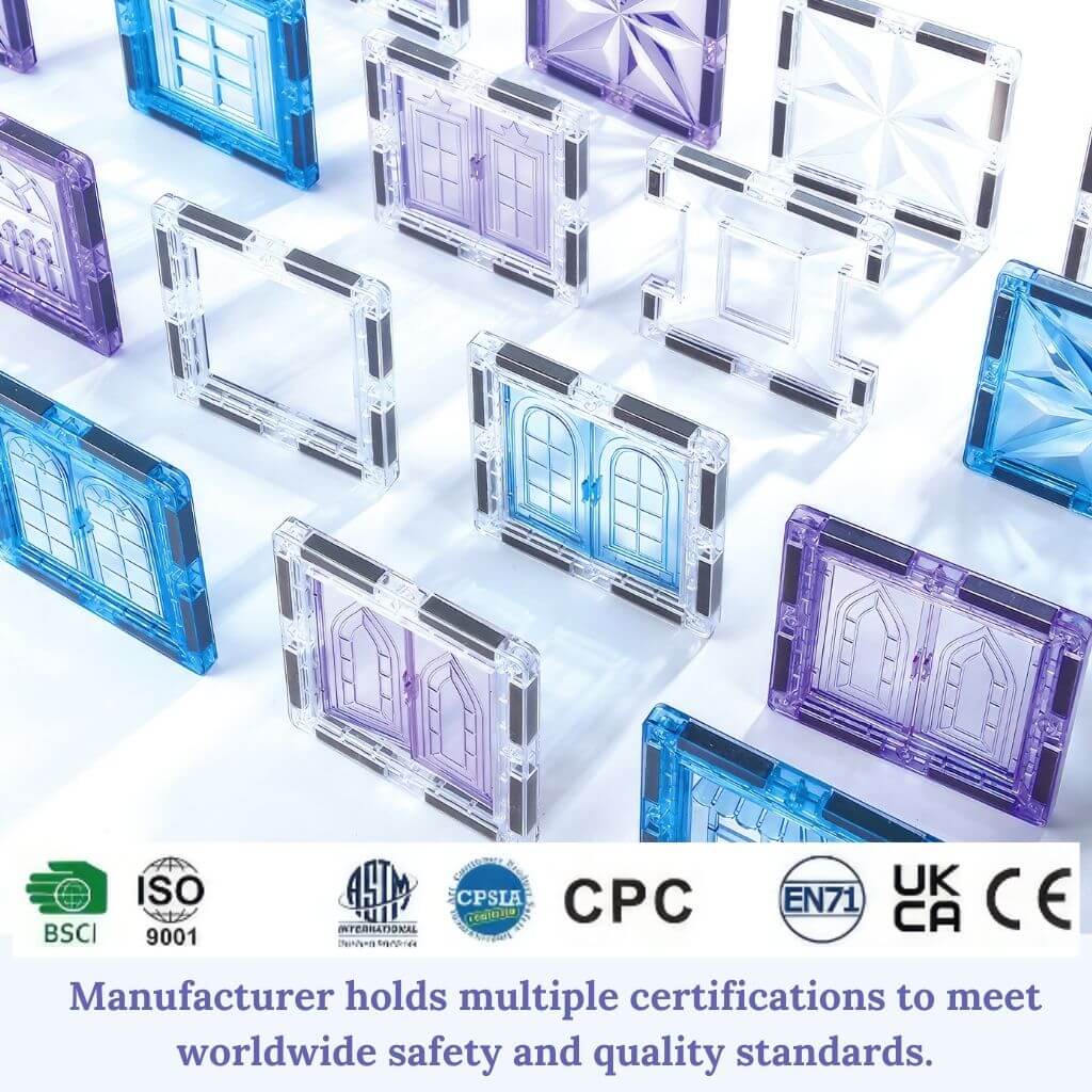 Frozen inspired magnetic tiles 100 pieces set manufacturer certifications and quality standards
