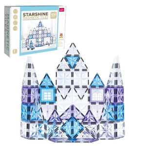 Frozen inspired magnetic tiles box and castle on white background