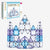 Frozen inspired magnetic tiles box and castle on white background