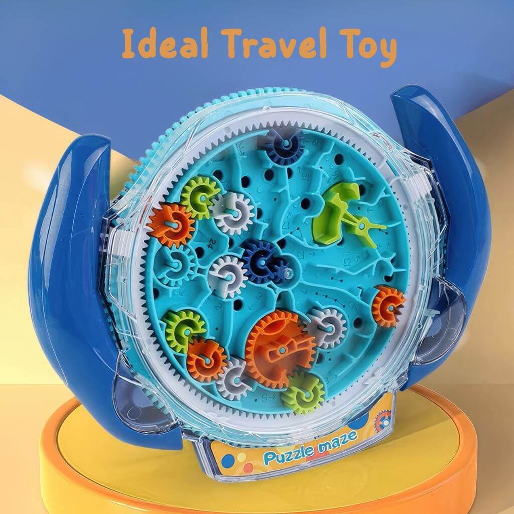 Gear maze on a yellow platform