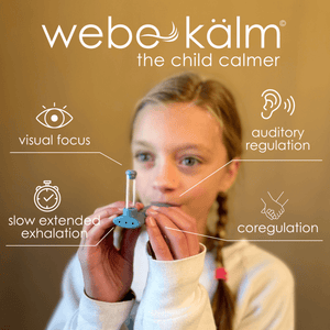 Girl blowing into a webe kalm info graphic