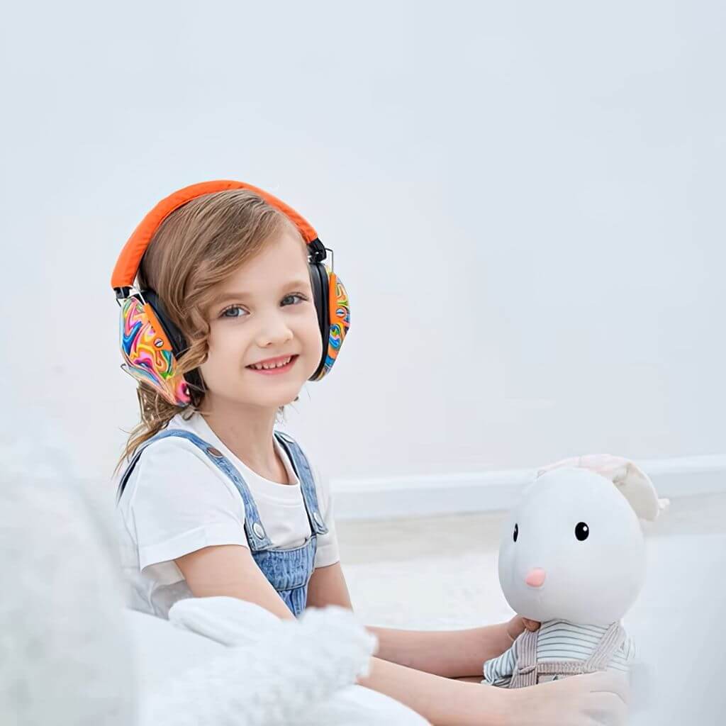 Girl wearing best earmuffs for kids