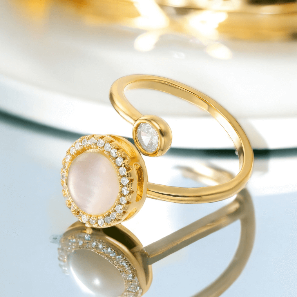 Gold spinner ring Australia on a mirror