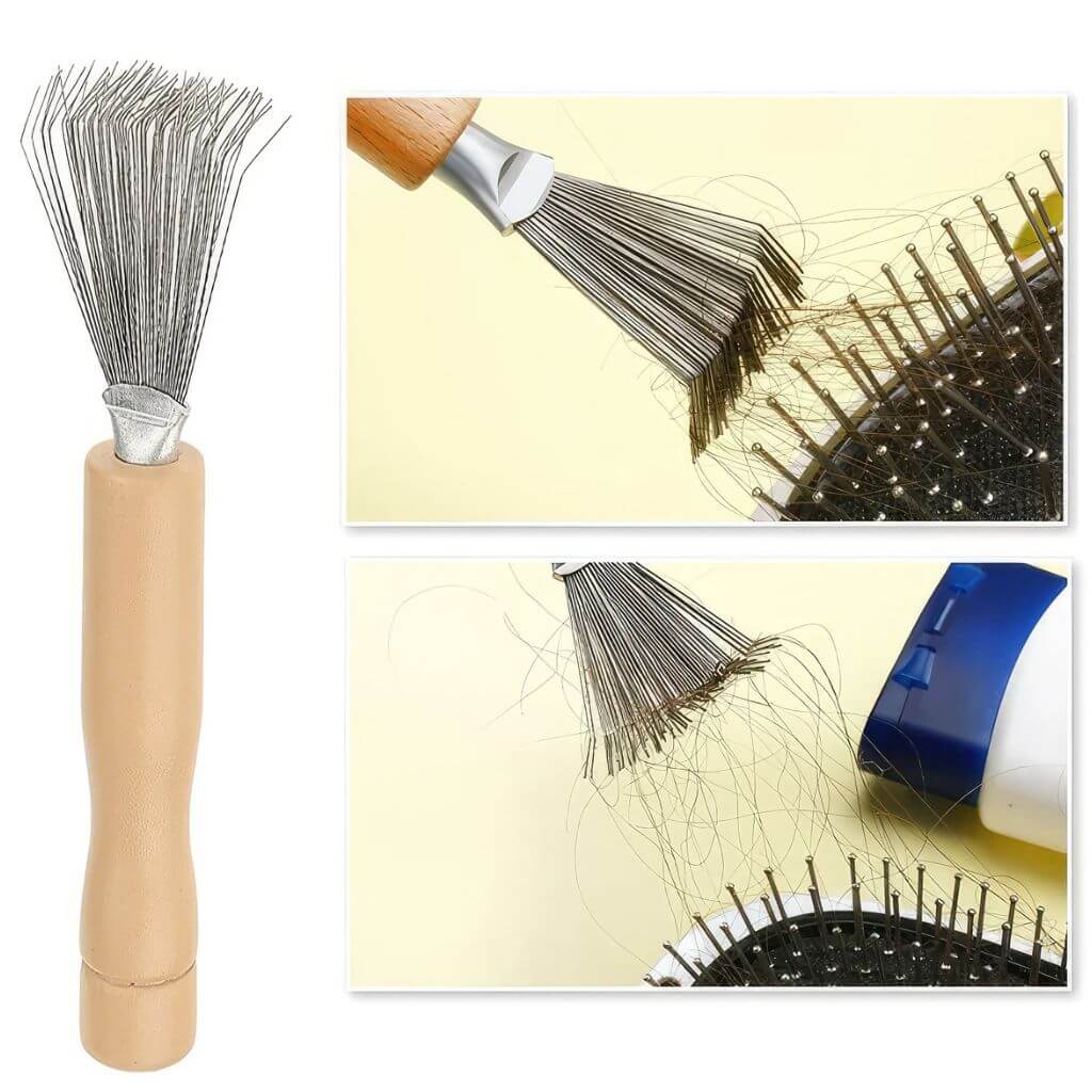Hair brush cleaning brush photo collage