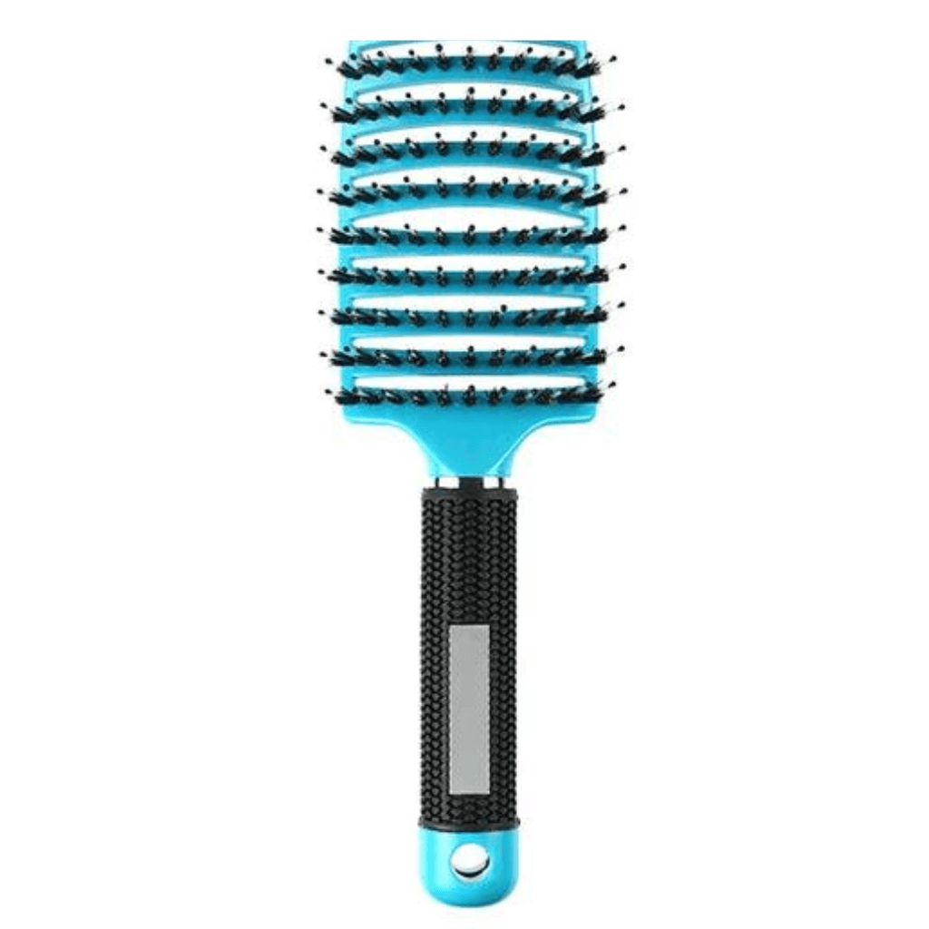 Hair brush for detangling teal on white background