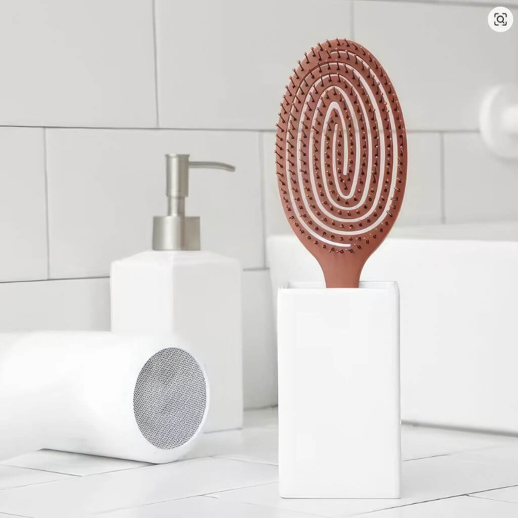 Hair brush for thick hair in the bathroom
