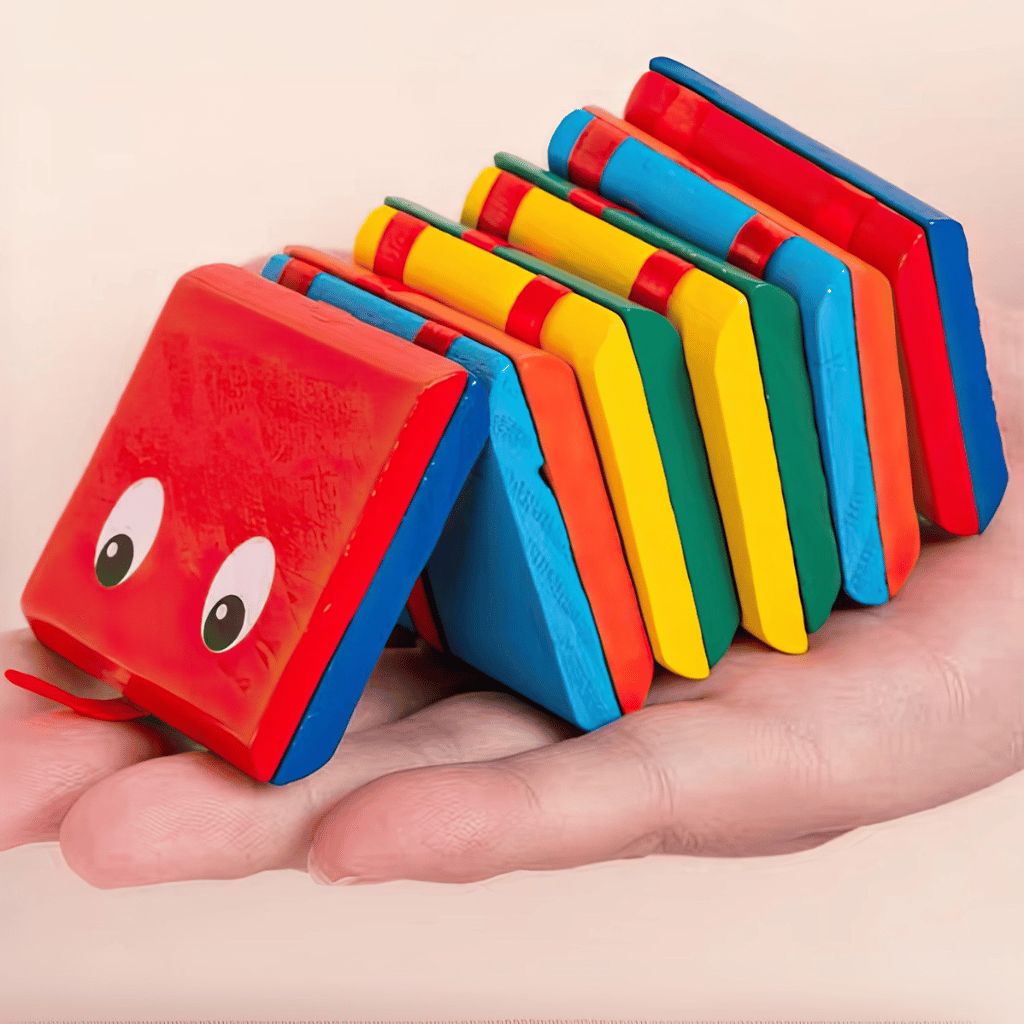 Hand holding a Jacob's ladder wooden toy