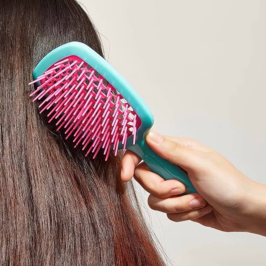 Hand holding best straightening hair brush