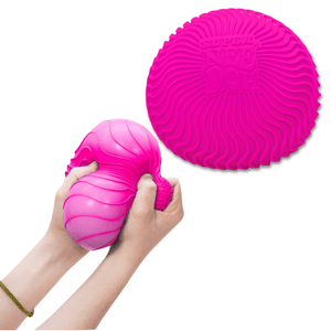 Hands squishing Ripples super nee-doh by Schylling  magenta