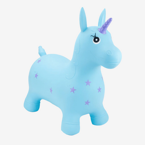 Happy Hopperz Turquoise Unicorn bouncy rider white background