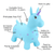 Happy Hopperz Turquoise Unicorn inflatable animal hopper info graphic
