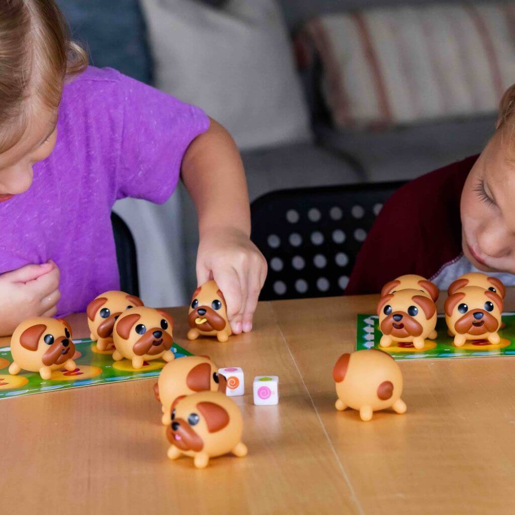 Hello pug Blue Orange Tongues Out

