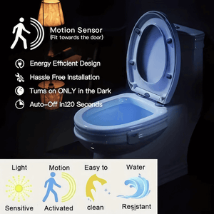 In toilet light with UV steriliser and motion sensor