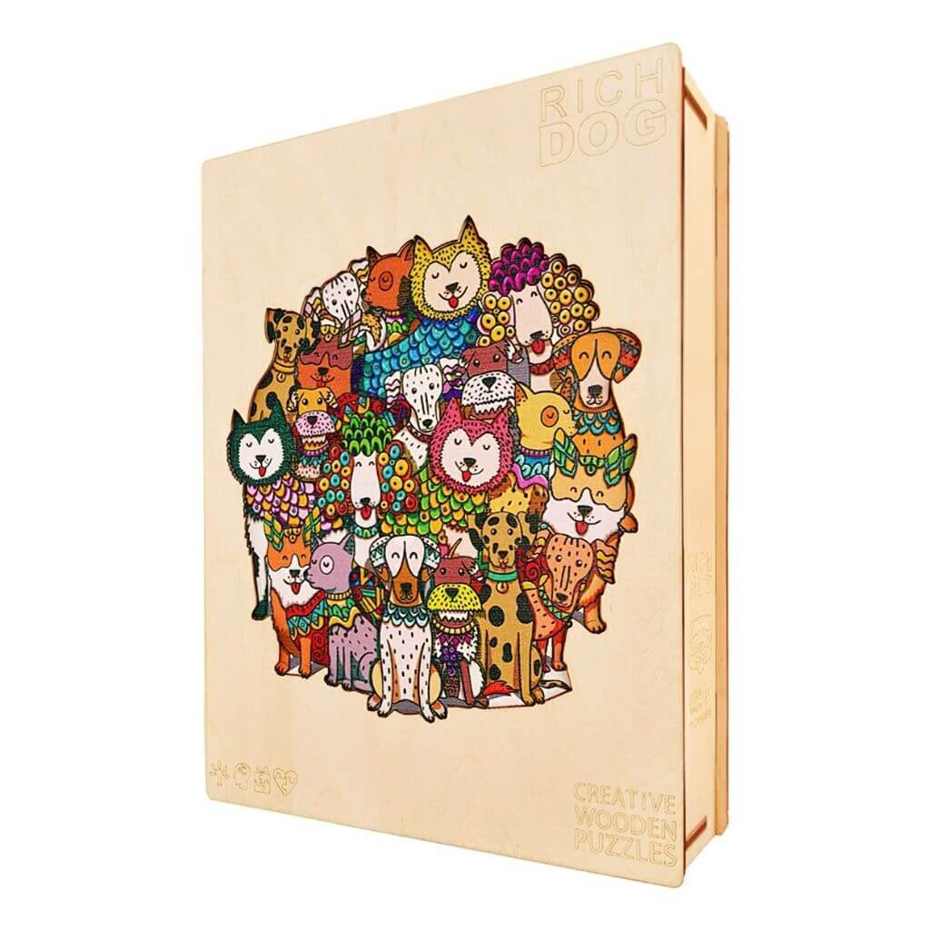 Jigsaw puzzles Australia round dogs in wooden box