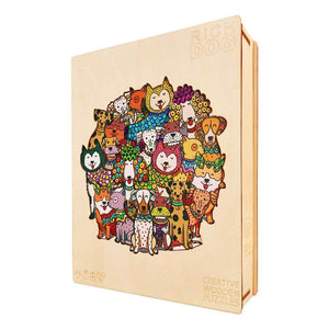 Jigsaw puzzles Australia round dogs in wooden box
