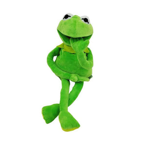 Kermit frog hand puppet on white background