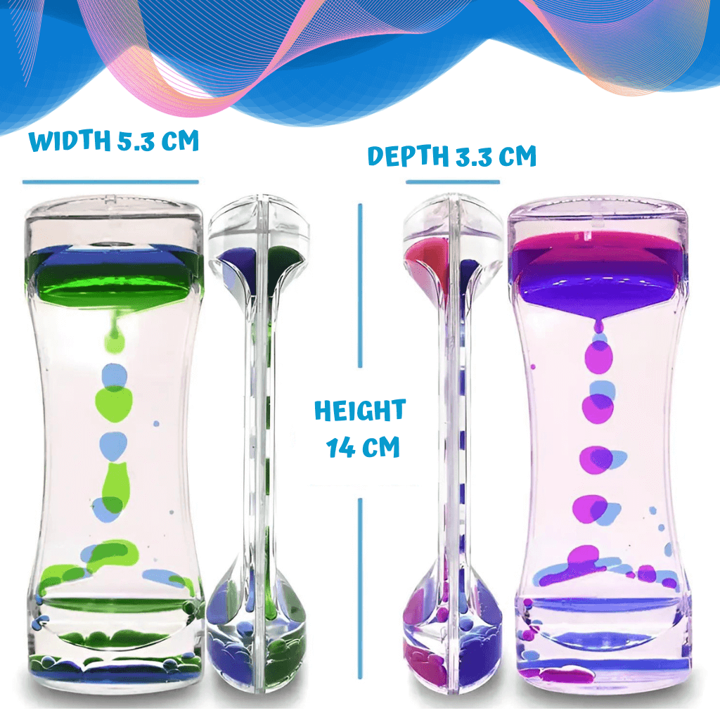 Lava drop liquid timer dimensions info graphic