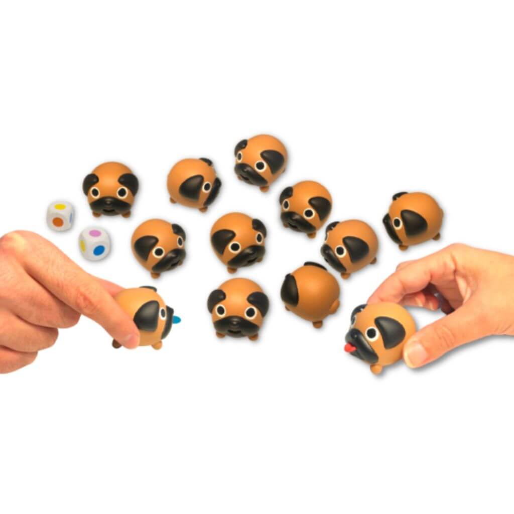 Lets play with pugs Blue Orange Tongues Out
