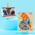 Lid from a fox wooden puzzle adults displayed on a wooden easel on blue background