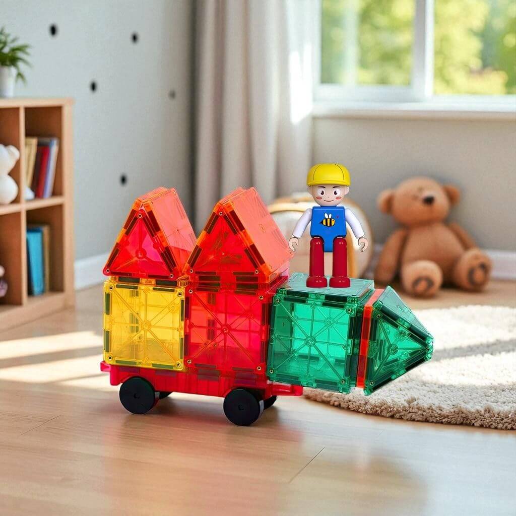 Magnetic figure on a magnetic tile car