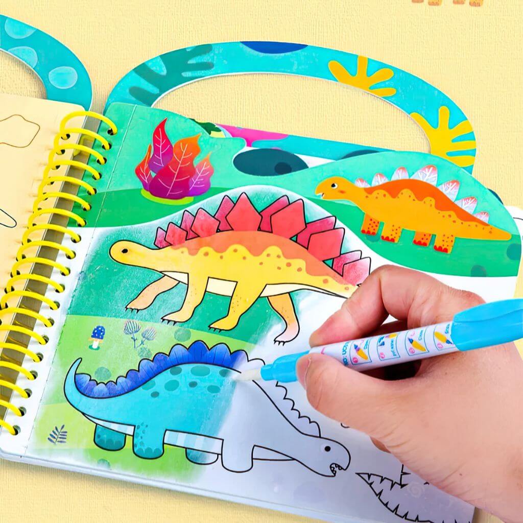 Mess-free colouring book dinosaur
