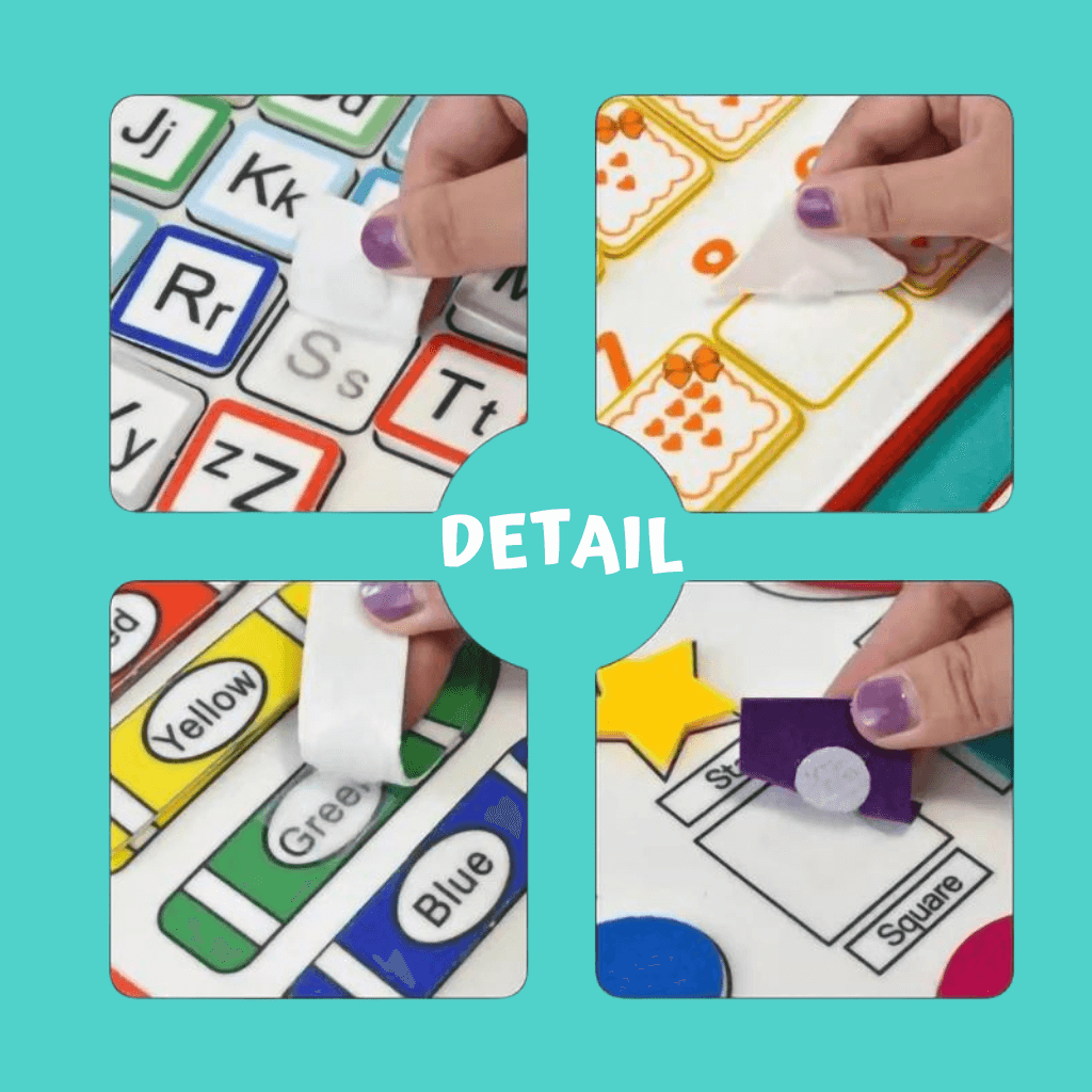 Montessori busy book activities close up