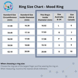 Mood ring Australia size chart