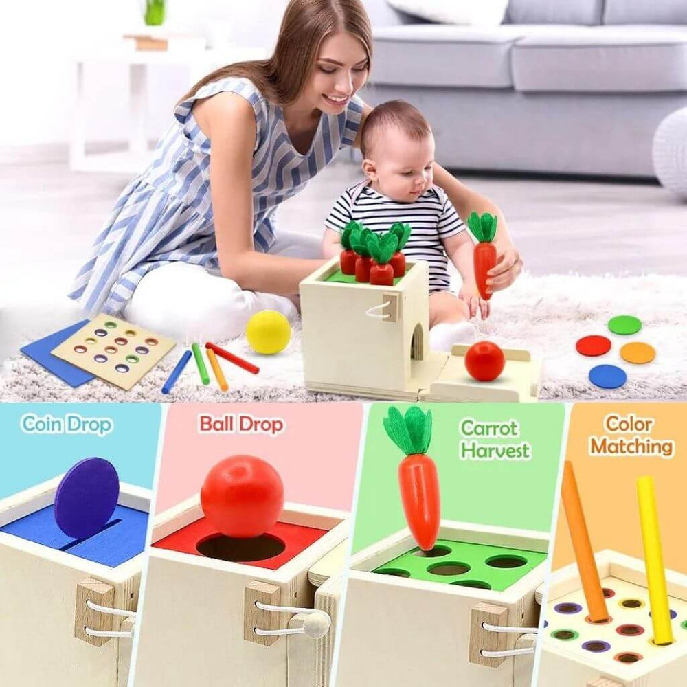 4 in 1 Wooden Toy for Fine Motor Skills | Montessori Toys - Sensory Stand