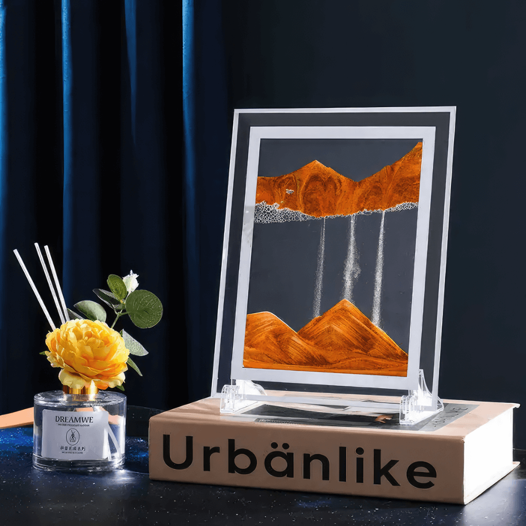 Moving sand art picture orange