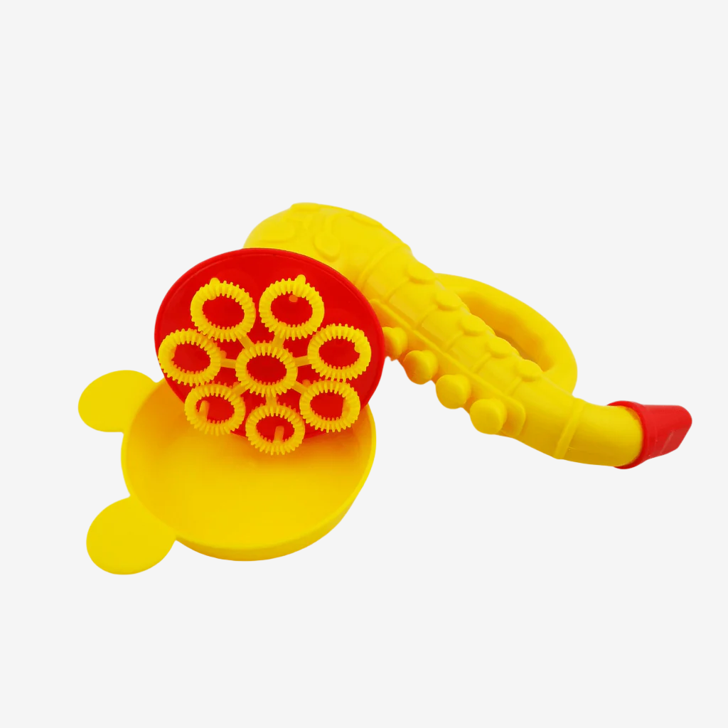 Multi bubble saxophone and tray on white background
