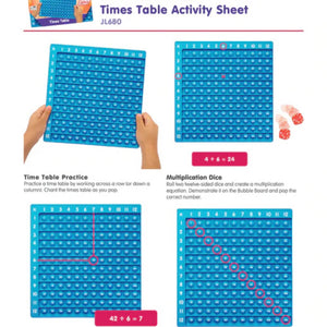 Multiplication grid pop it info graphic