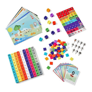 Numberblocks mathlink cubes one to ten activity set contents on white background
