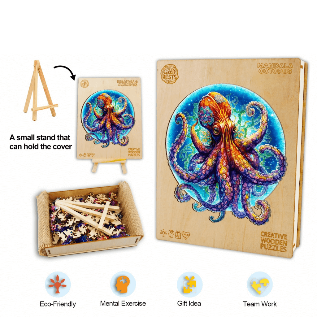 Octopus shaped puzzle info graphic