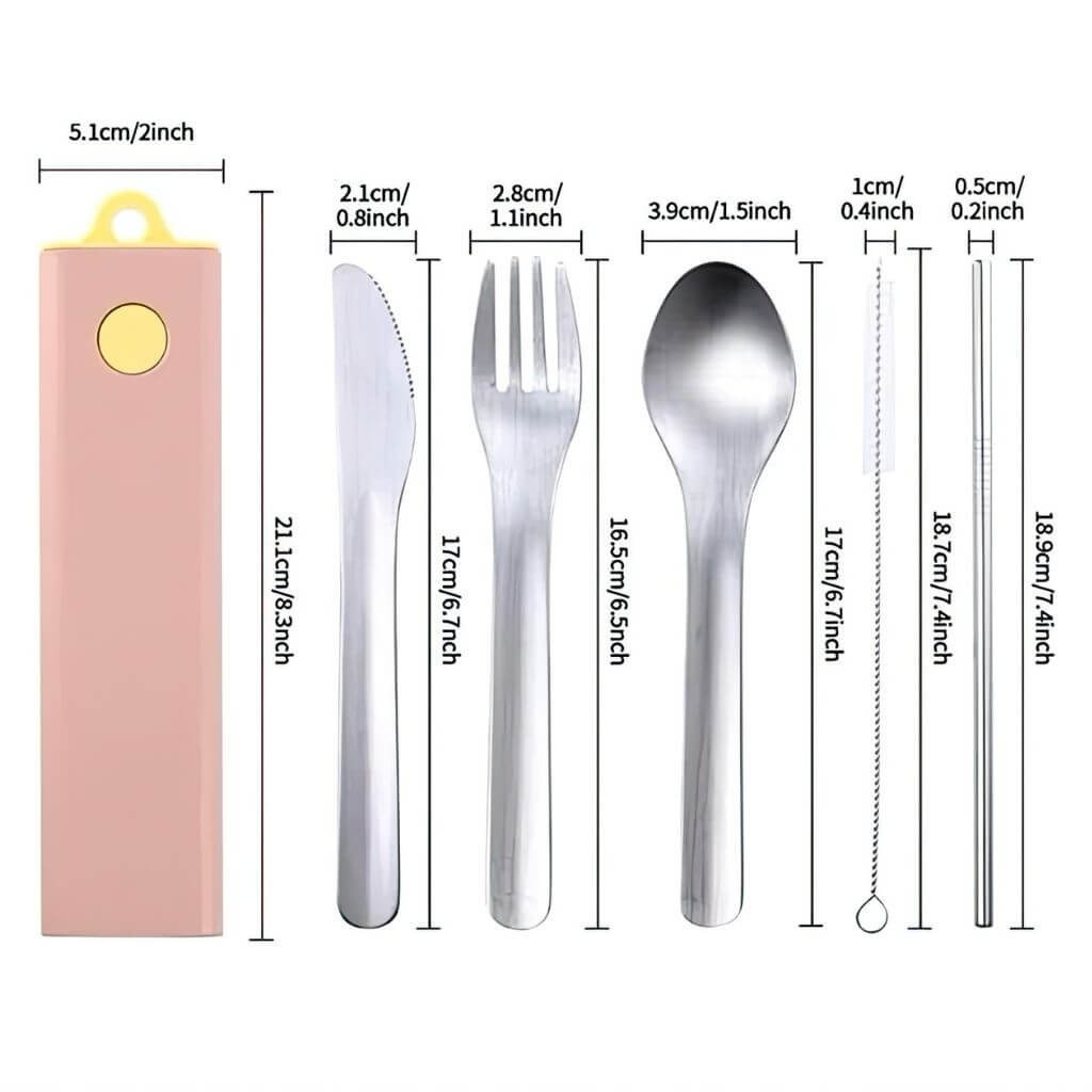 On the go cutlery pink