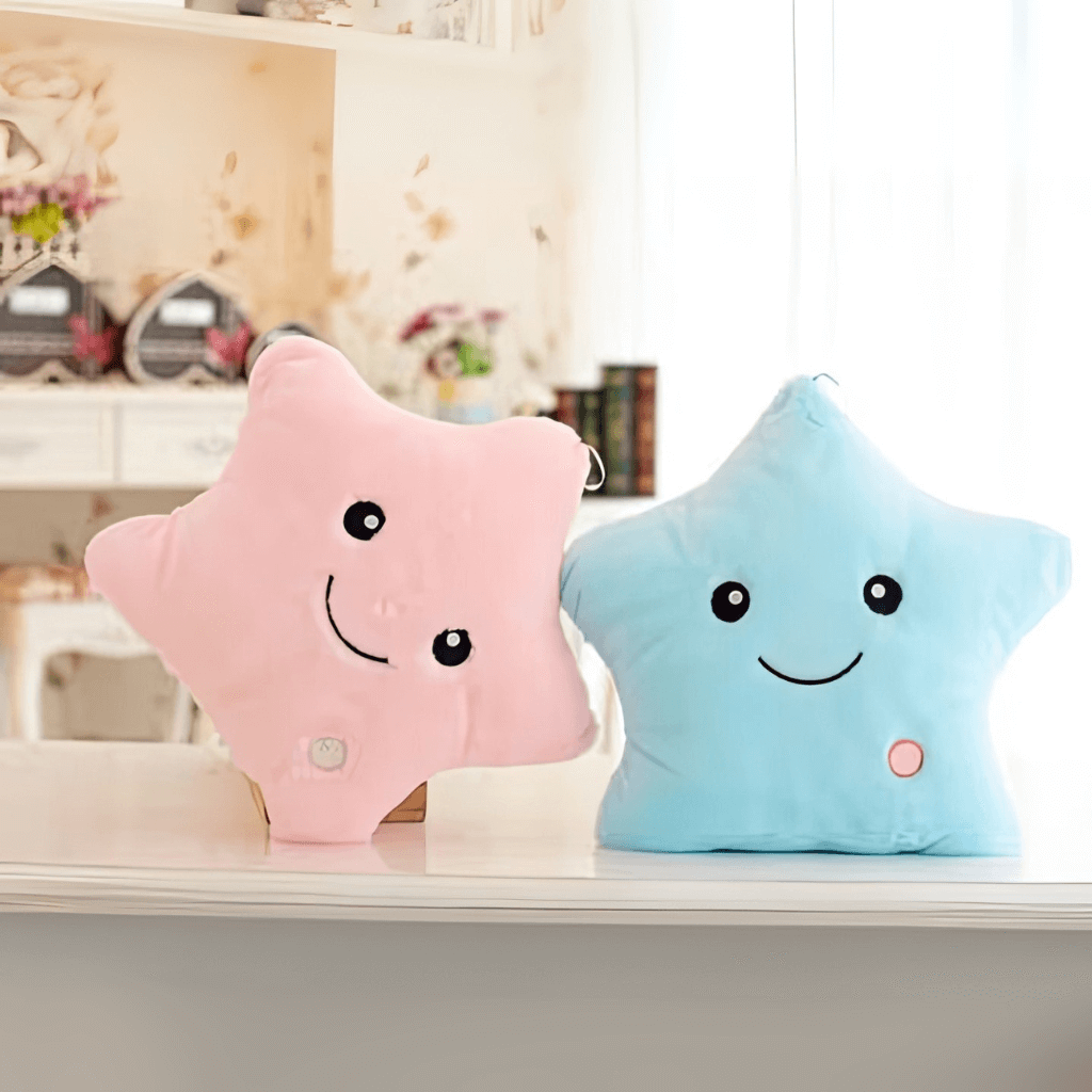 Pink and blue glowing cushions