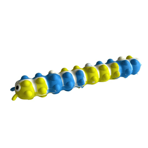 Pop it suction caterpillar blue green on white background