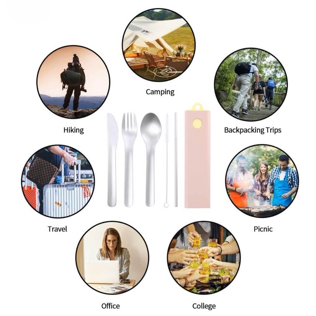 Portable cutlery set photo collage