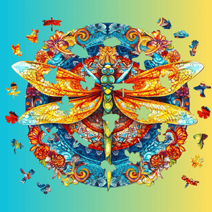 Puzzle Australia round dragonfly mandala gradient background