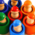 Rainbow peg dolls close up