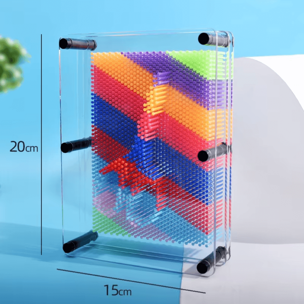 Rainbow pin art with dimensions