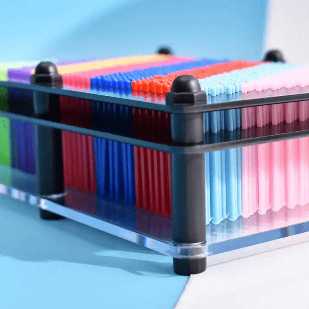 Rainbow pinart on blue background